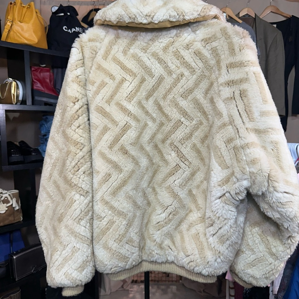 Vintage Weather Tamer Size 14 Neutral Tan Cream Faux Shearling Jacket - Picture 2 of 6